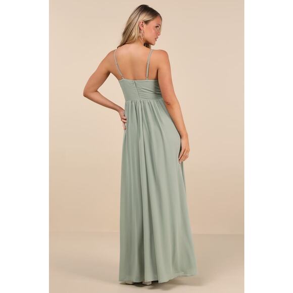 Lulus Kaylin Sage Pleated Lace Maxi Dress - Picture 3 of 11